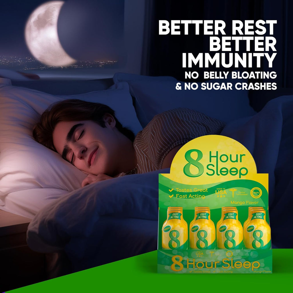 Vitamin Energy 8 Hour Sleep Shot Mango 48 Pack, Melatonin, 5-HTP, GABA, Valerian, Lavender, Nighttime Relaxation & Sleep Support Supplement, Zero Sugar, Vegan, Gluten-Free, Kosher, 1.93 fl oz
