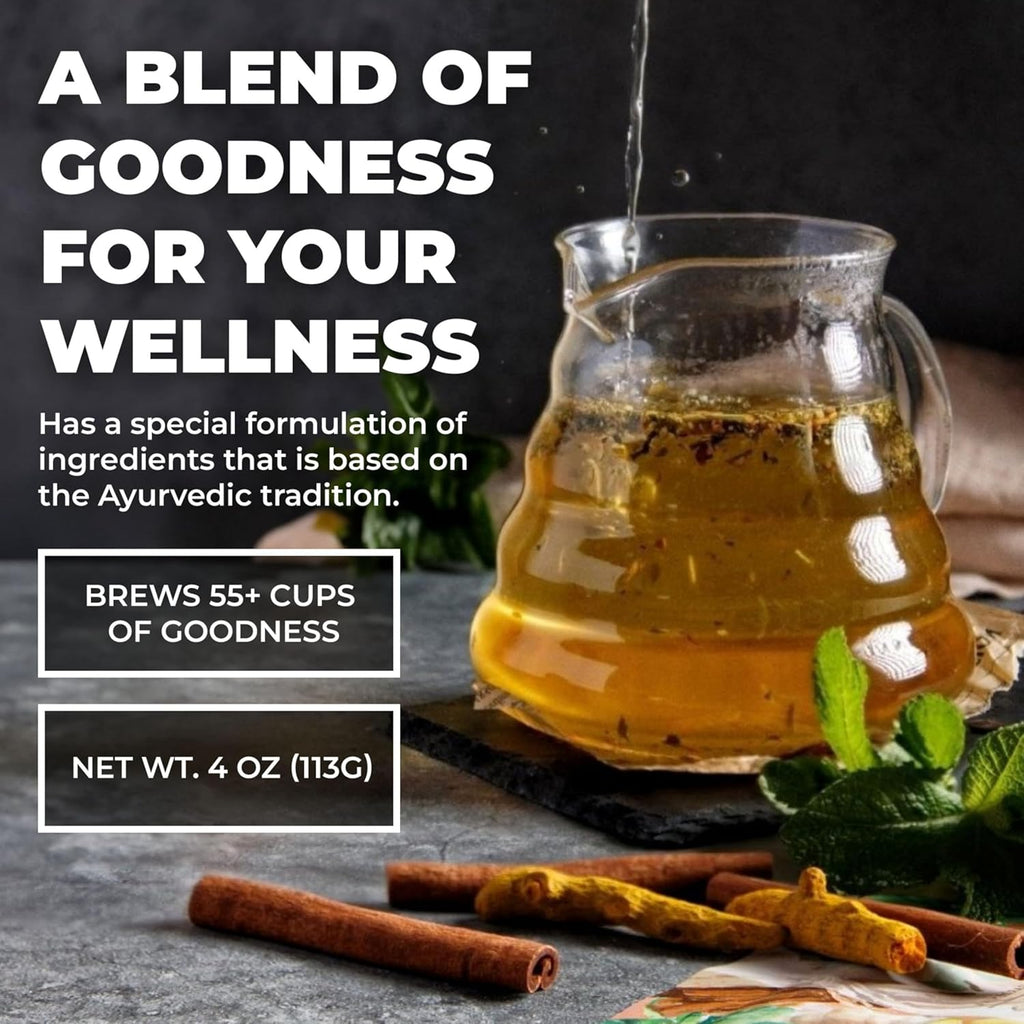 Gardenika Organic Flamma-tea Loose Leaf Tea | Premium Turmeric Ginger Blend with Cinnamon, Peppermint & Black Pepper | 100% Natural, Caffeine Free Herbal Wellness Tea | 4oz (113g)