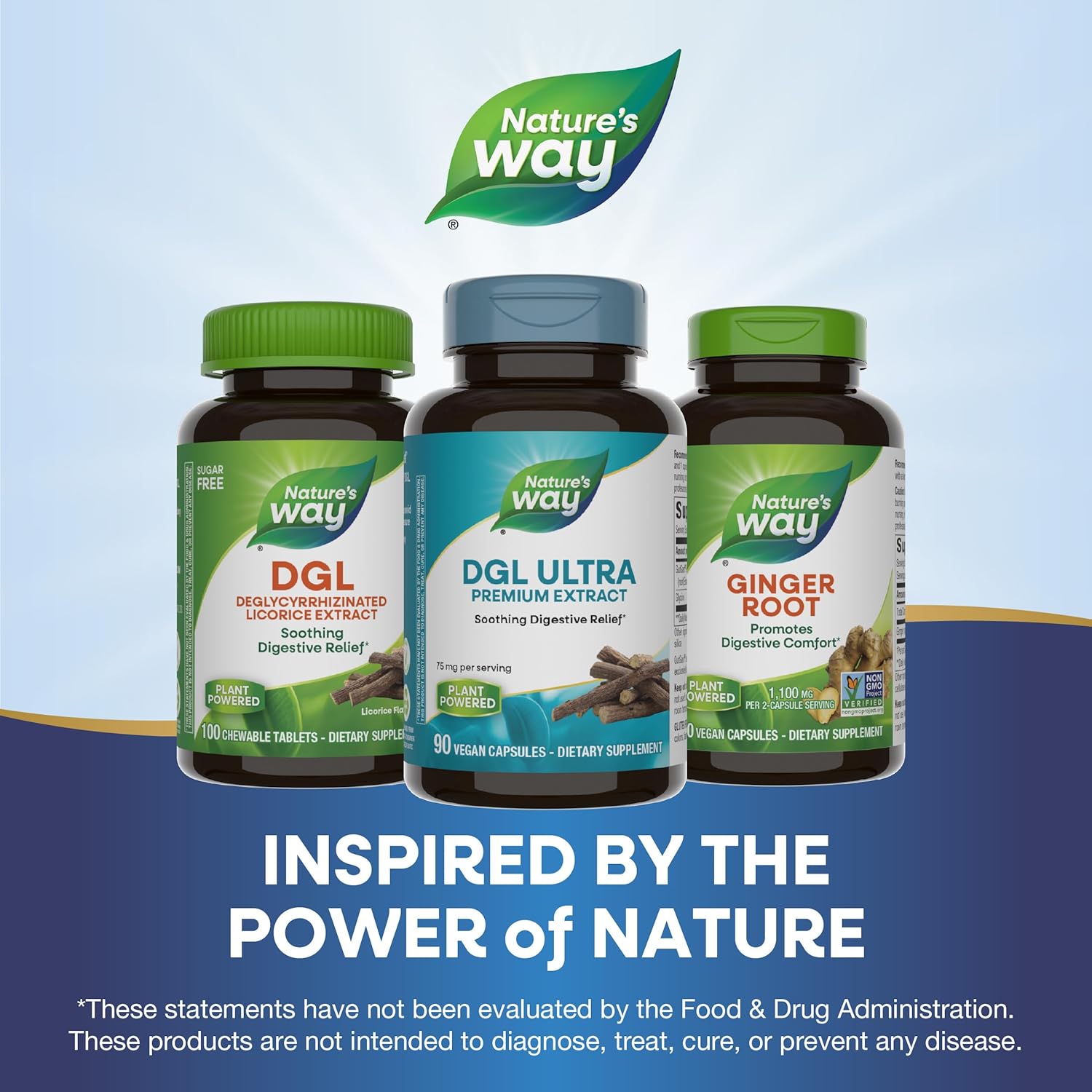 Nature's Way DGL Ultra, Premium Licorice Root Extract, Soothing Digestive Relief*, With GutGard, 75 mg per Serving, No Gluten, 90 Vegan Capsules (Packaging May Vary)