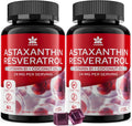 Sugar-Free Astaxanthin 24mg Gummies with Resveratrol, Vitamin B1, Coconut Oil - Powerful Antioxidants Supplement for Men & Women Healthy Aging, Skin, Eyes, Joints, Immune - Vegan, Non-GMO 120 Servings