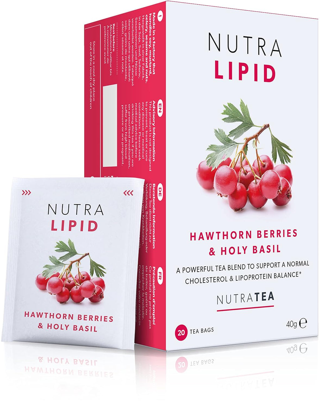 NUTRALIPID - Lipid Management Tea | Cholesterol Tea – Supports Cholesterol Levels and Heart Health – Includes Red Yeast Rice & Fenugreek - 40 Enveloped Tea Bags - by Nutra Tea - Herbal Tea - (2 Pack)