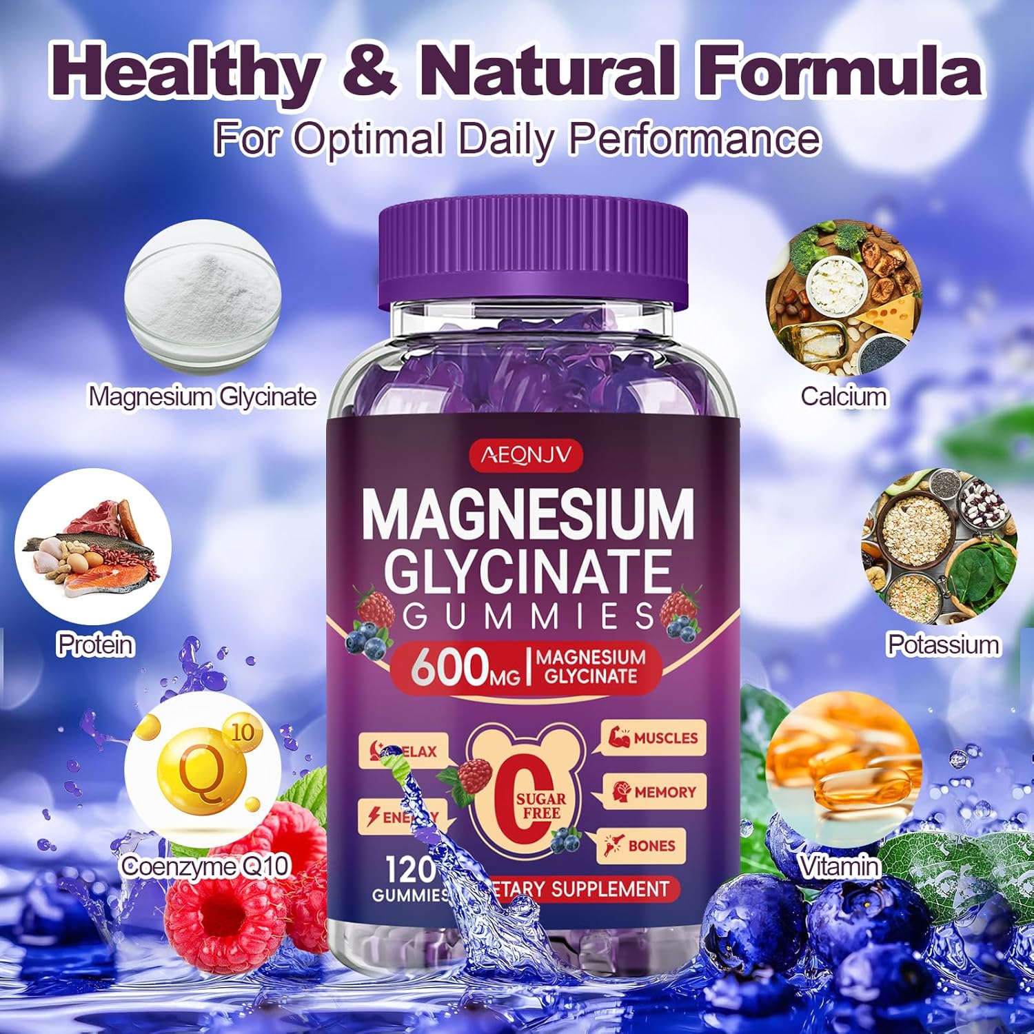 Magnesium Glycinate Gummies 600mg High Absorption