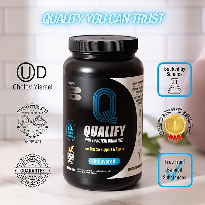 Unflavored Whey Protein Powder. 25g Protein Shake for Post Workout Recovery, Smoothie & Baking. Gluten & Sugar Free, Highly Kosher, Essential Amino Acids (5.5g BCAA, 2.7g Leucine), 1.65lbs 23 Servings