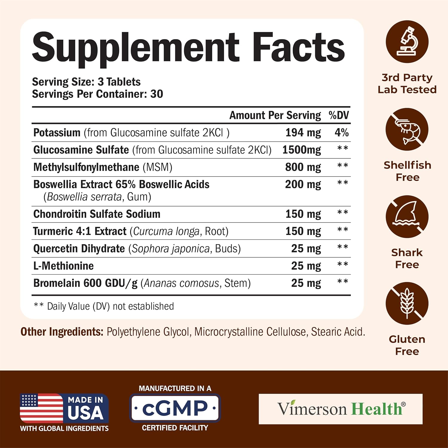 Glucosamine Chondroitin MSM – Joint Support Supplement for Women and Men with Glucosamine Sulfate 1500 mg, Chondroitin and MSM – for Cartilage, Joint Health and Flexibility – 90 Tablets