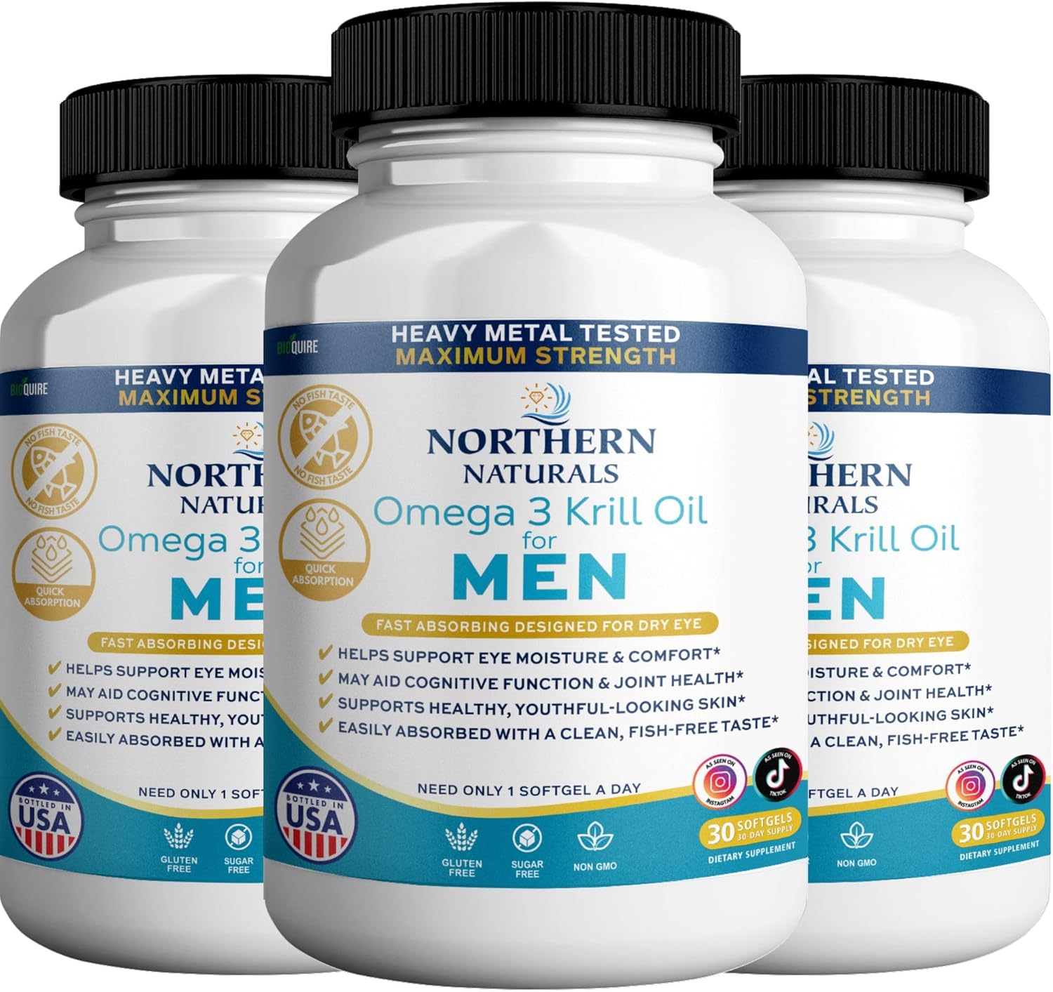 Northern Naturals Omega 3 Krill Oil for Men, 500mg, 30 Softgels, Fish-Free Taste, Supports Eye, Brain and Joint Health (3)
