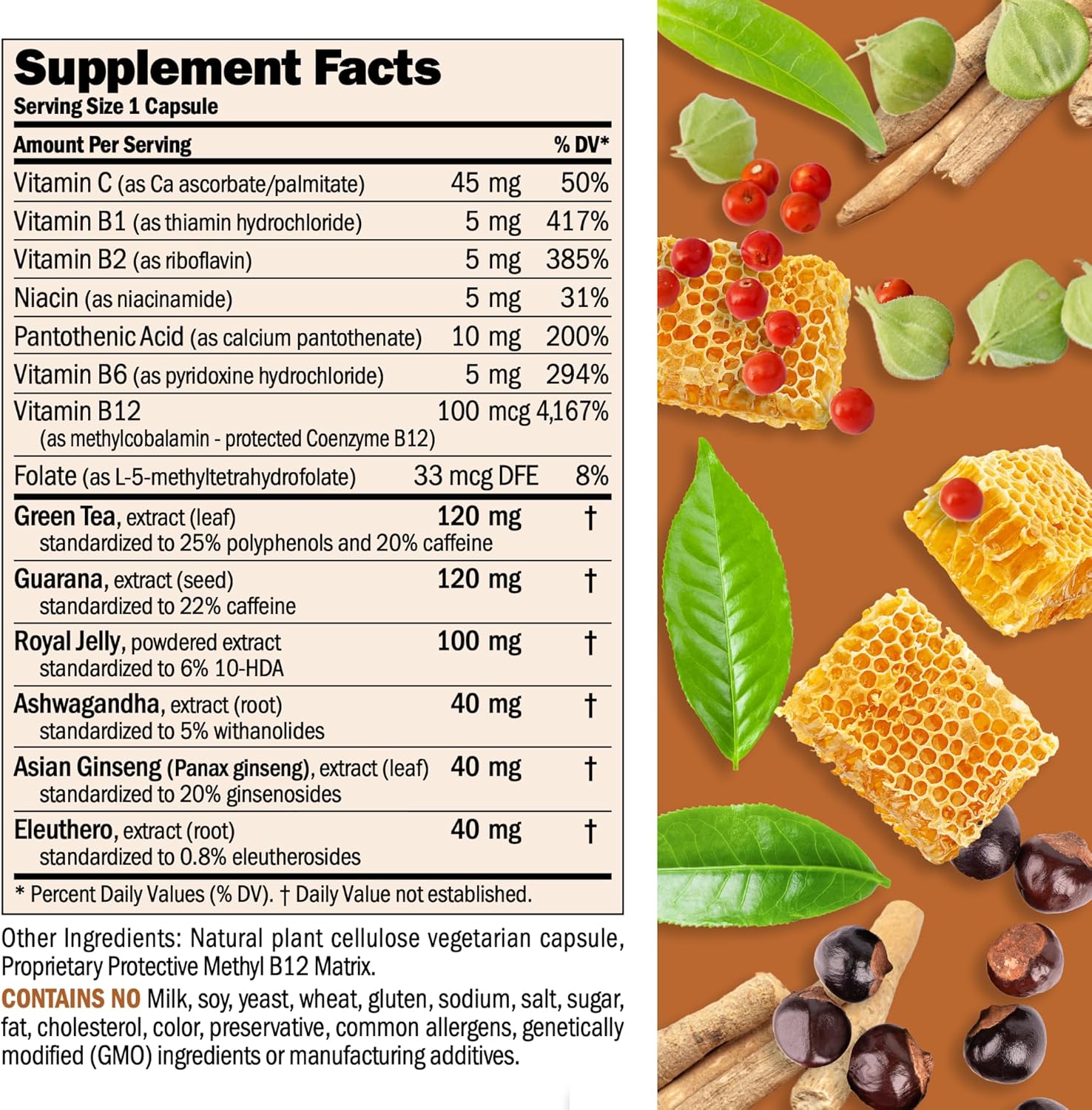 ANDREW LESSMAN Urgent Energy 180 Capsules - Provides a Safe, Healthy Means of Enhancing Energy Levels and Feelings of Well-Being, Green Tea, Guarana, Ginseng, Royal Jelly, Ashwagandha, B-Complex