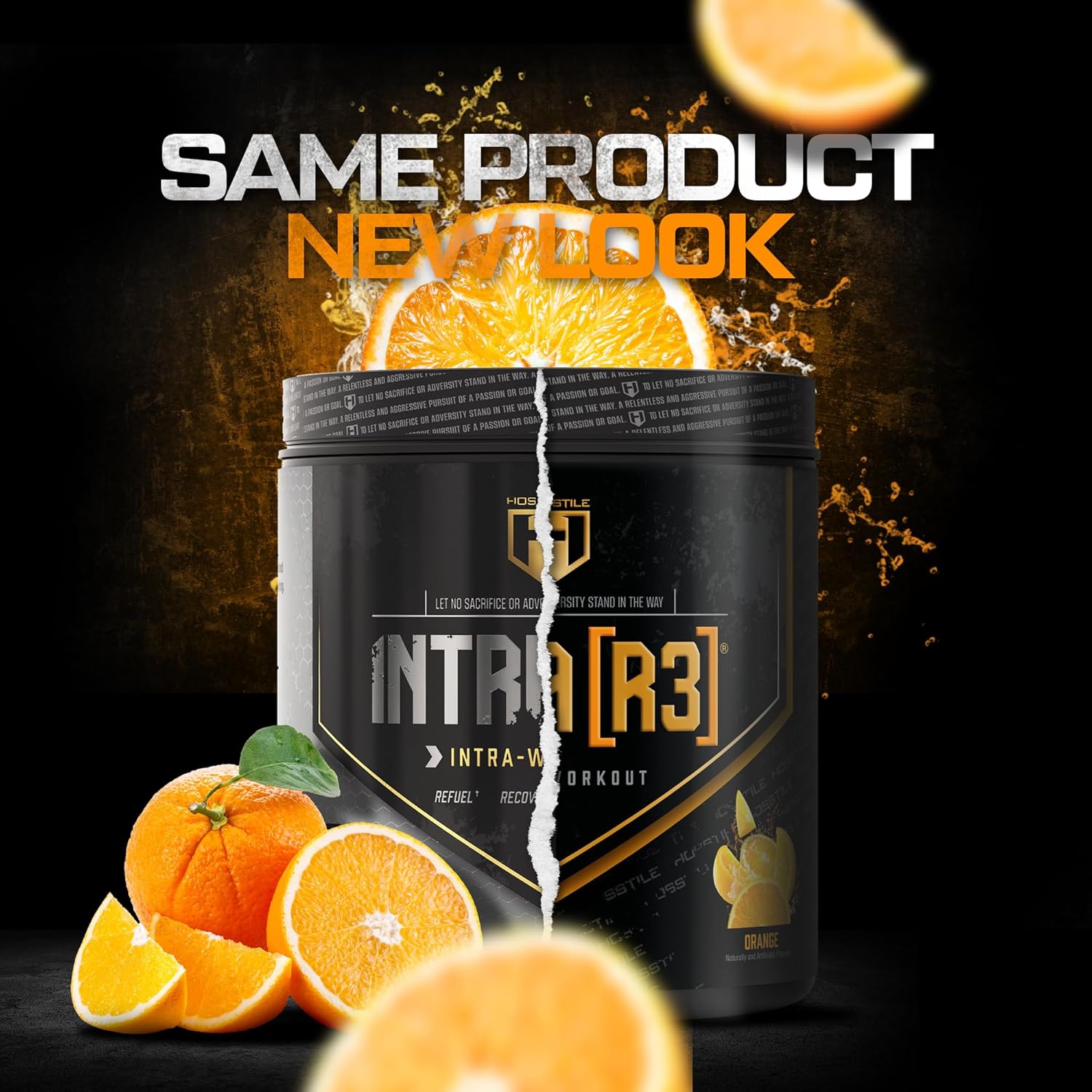HOSSTILE Intra[R3] Intra Workout Powder, EAA & BCAA Drink with Carbs, Enhance Energy & Endurance, Build Lean Muscle & Improve Recovery, Orange, 20 Servings