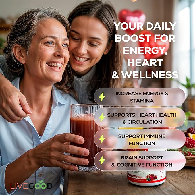LiveGood Super Reds Organic Superfood Powder with Beetroot and Organic Pomegranate Powder, Antioxidant Fruit Blend and Red Beets Supplements for Daily Energy (30 Servings)