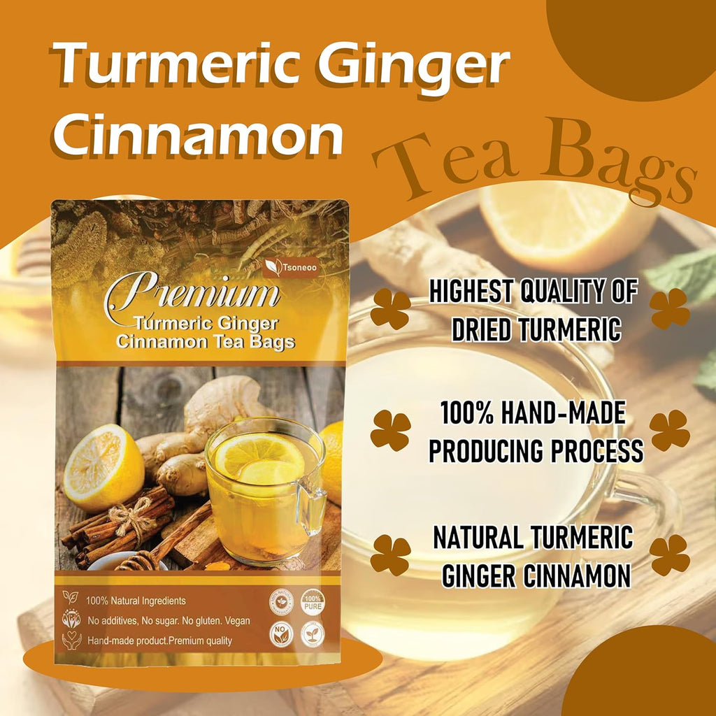 Premium Turmeric, Ginger, Cinnamon Blend Tea Bags, 100% Natural & No Additives & Caffeine Free. (1)
