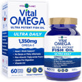 Vital Planet - Vital Omega 3 Fish Oil Ultra Daily Supplement with 1350mg of 2X Strength High Potency Cold Water Wild Caught Omega 3 Fatty Acid Supplements EPA DHA and DPA for Heart Health 60 Softgels