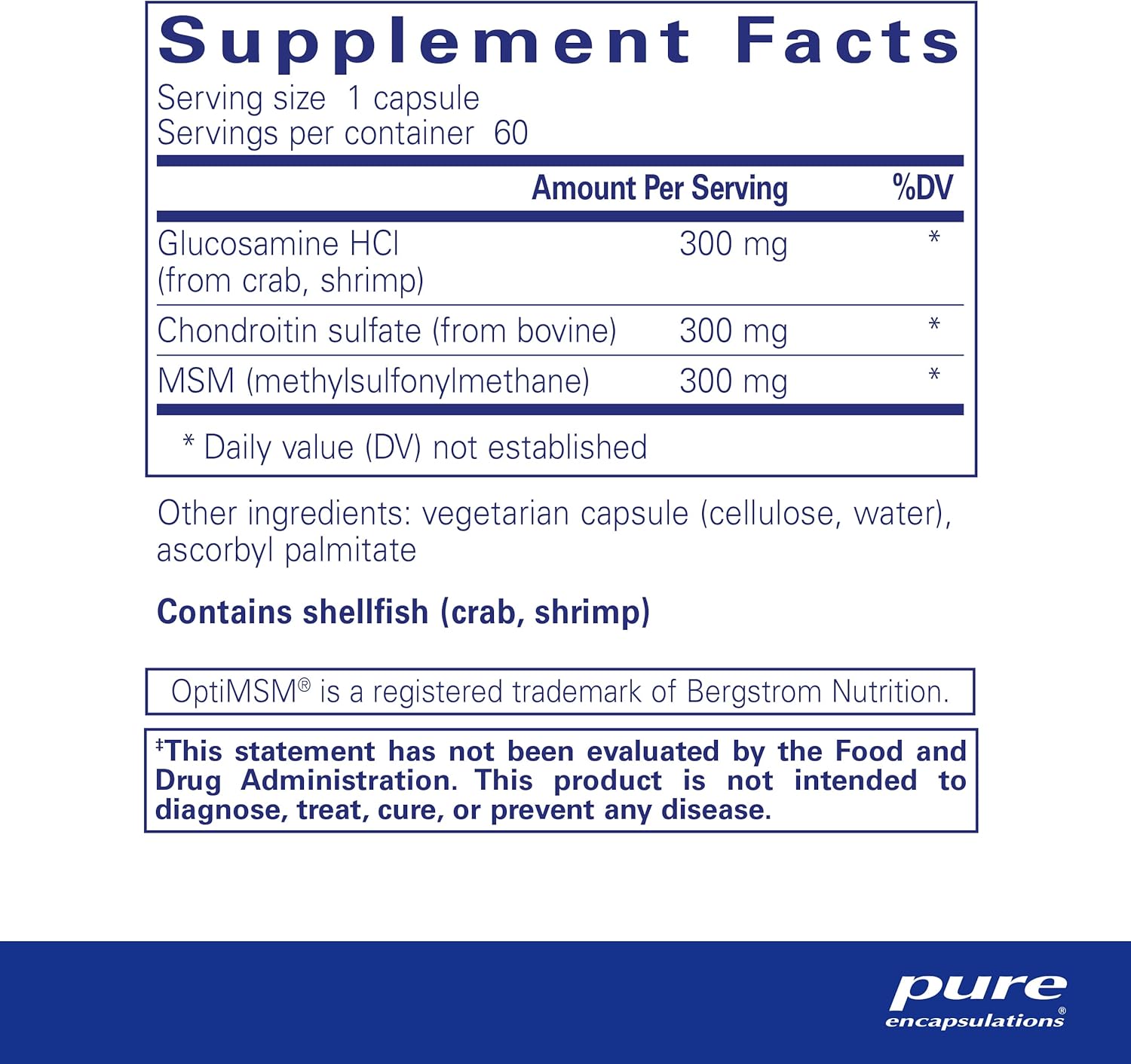 Pure Encapsulations Glucosamine Chondroitin with MSM - Supports Joint Health & Normal Cartilage Formation* - Maintains Enzyme Activity - Gluten-Free & Non-GMO - 60 Capsules