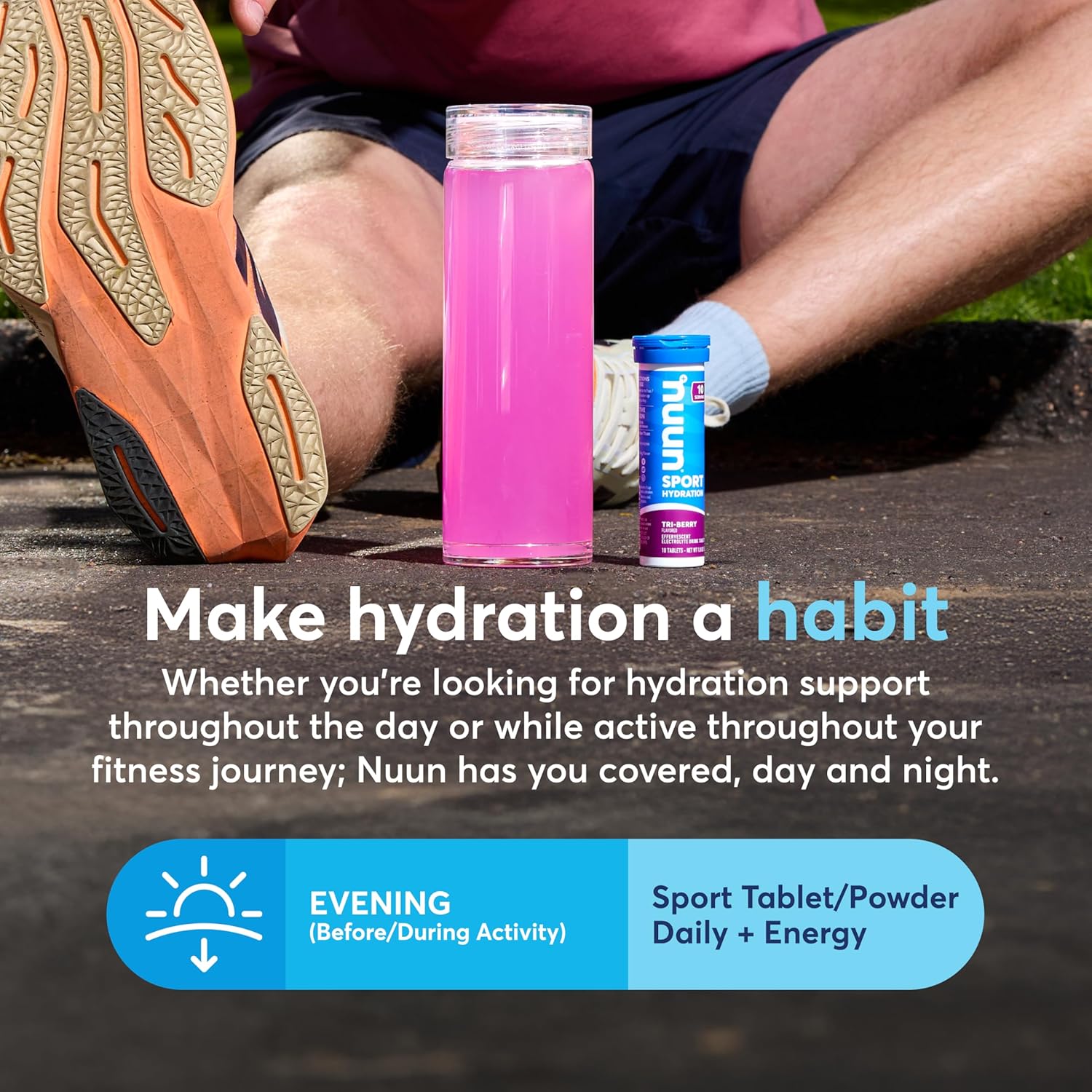 Nuun Sport Electrolyte Tablets with Caffeine from Green Tea Extract, Magnesium, Calcium, Potassium, Chloride & Sodium, Gluten Free & Vegan, Wild Berry, 8 Pack (80 Servings Total)