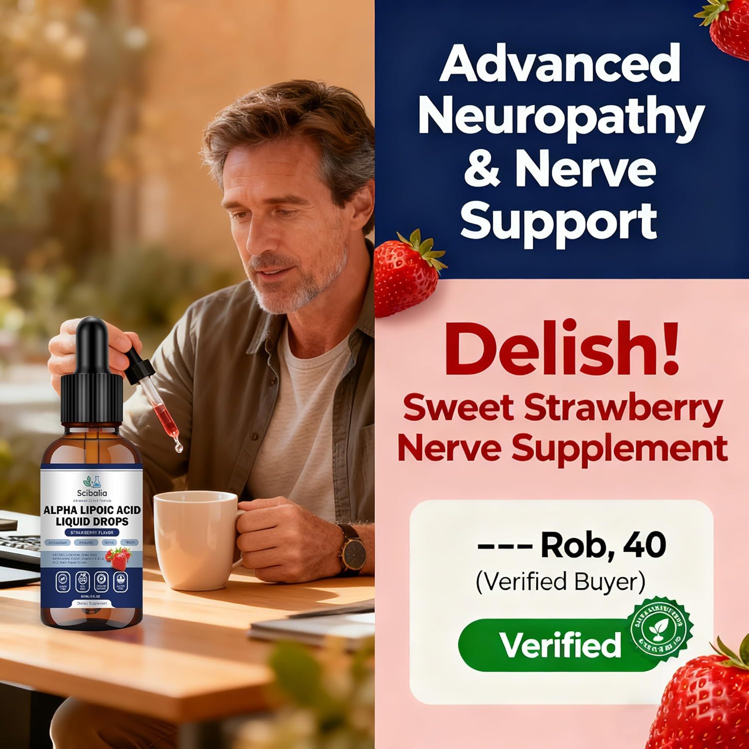 Alpha Lipoic Acid 1000mg Liquid Drops, Max Strength 11-in-1 ALA Supplement w. Acetyl L-Carnitine Benfotiamine & B1 B12 C E, Alpha-Lipoic Acid Nutritional for Neuropathy Nerve Energy Antioxidant