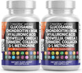 Clean Nutraceuticals Glucosamine Chondroitin MSM 1500mg with Turmeric Curcumin, Collagen, Hyaluronic Acid, Omega 3 – Joint Health Supplement for Men & Women (120 Count (Pack of 2))