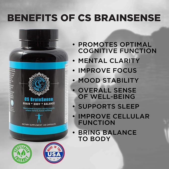 BrainSense Mood Stabilizer & Brain Supplement - Enhance Mood, Mental Clarity, Brain Booster & Cellular Health - Nootropic Supplement & Micronutrients For Brain Fog By CommonSenseWW, 120 Capsules