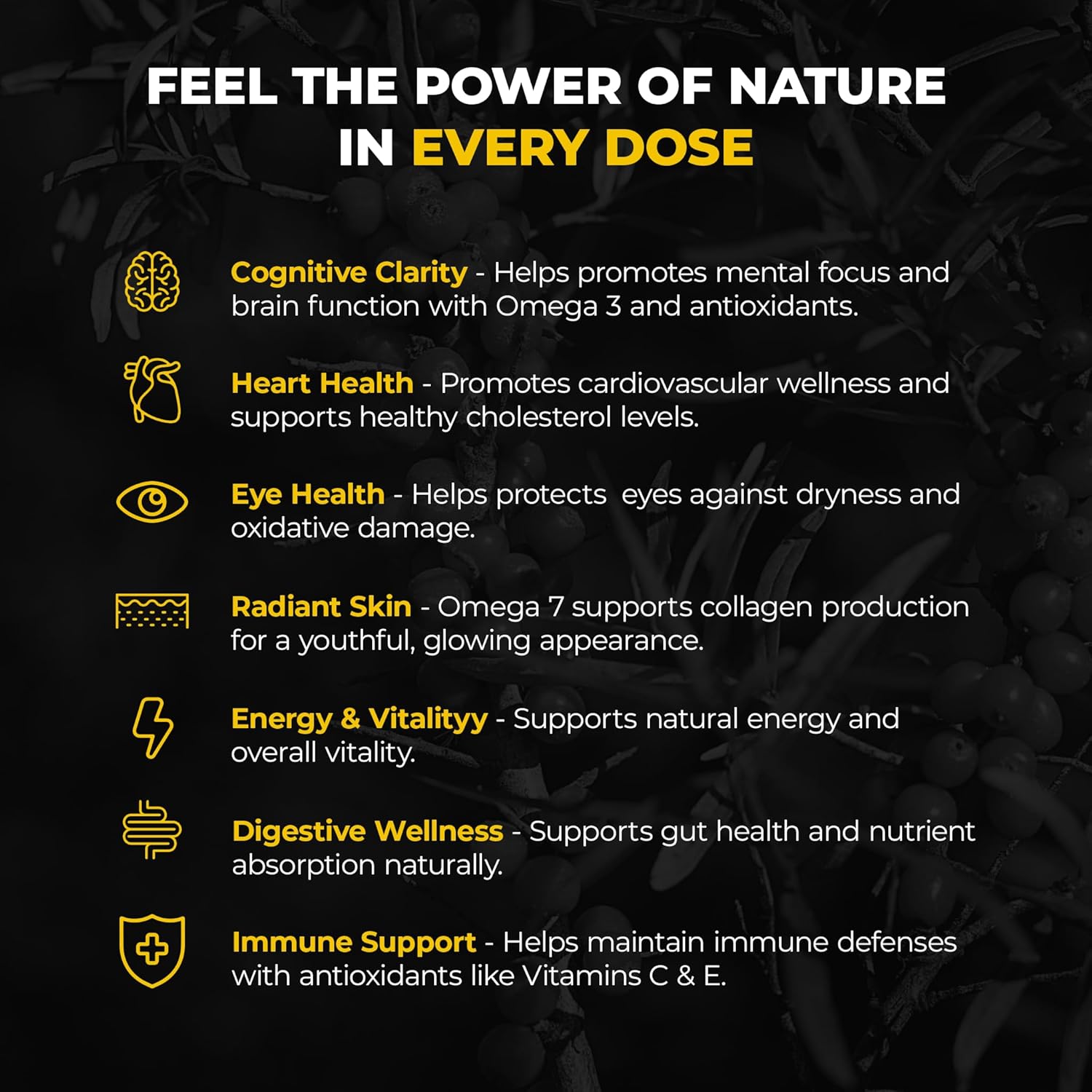 Immortal Sea Buckthorn Capsules – Ancient Power, Modern Vitality for Men and Women with Omega 3, 6, 7, 9, and Antioxidants for Radiant Skin, Energy & Immune Support.
