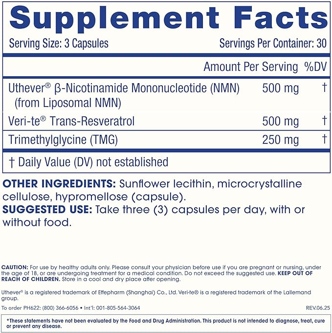 ProHealth Longevity Liposomal NMN Pro Complete™ (90 Capsules) - Liposomal Uthever® NMN, Trans-Resveratrol, TMG