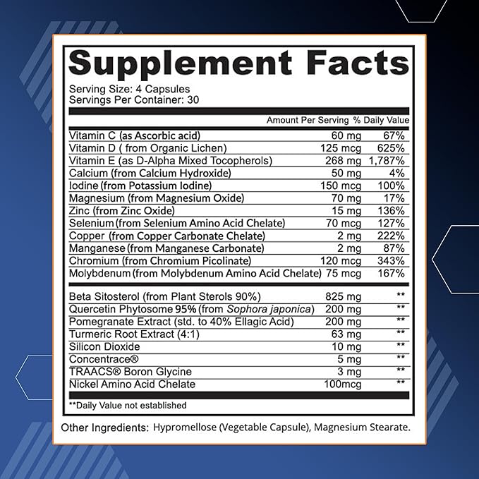 Ben's Natural Health Total Health for The Prostate Supplement with Beta Sitosterol Vitamins C, D, E, Zinc and Turmeric, 720 Vegicaps, 6 Pack