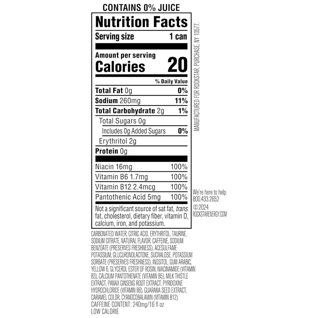 Rockstar Pure Zero Energy Drink, Orange, 0 Sugar, with Caffeine and Taurine, 16oz Cans (12 Pack) (Packaging May Vary)