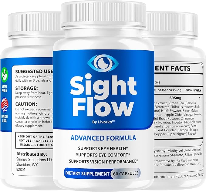 (3 Pack) Sight Flow Eye Capsules Advanced Formula - Official SightFlow Pills Premium Support Supplement All Natural Ingredients Vitamins for Eye Health and Wellness Formula, 180 Capsules for 3 Months
