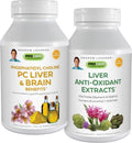 ANDREW LESSMAN PC Liver and Brain Benefits + Liver Anti-Oxidant Extracts Kit: 300 Capsules (180+120) - Phosphatidyl Choline, Milk Thistle, Artichoke, Curcumin.