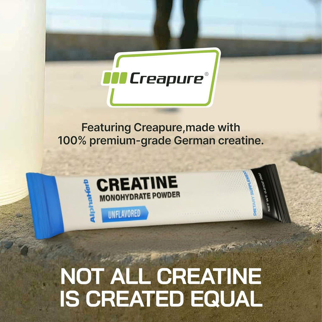 Creatine Monohydrate Powder – Creapure® German-Sourced, Unflavoured, 30 Stick Creatine Packs, 5000mg Each | No Sugar, No Fillers, Gluten-Free