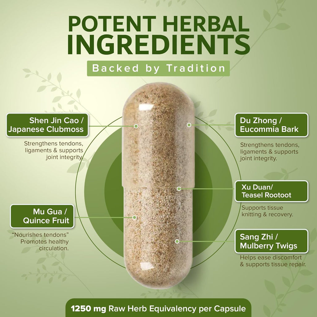Certified Organic Tendon Mending Pills: Tendon and Ligament Regeneration and Repair. Chronic or Acute by Dimmak Herbs - 100 Caps 500mg