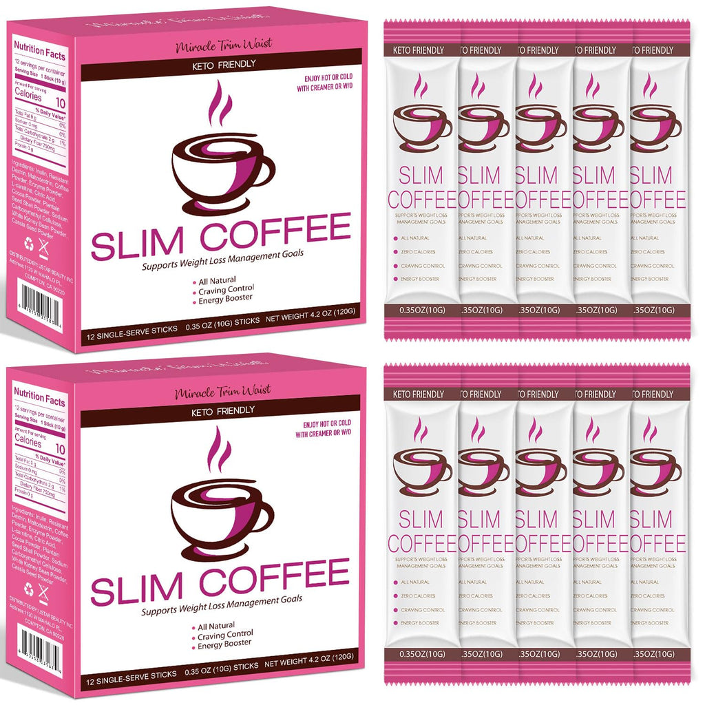 Skinny Coffee Green Coffee Bean Extract Powder | USTAR Slim Coffee with 12 Natural Health Blends Gluten-Free Instant Coffee for Energy & Metabolism, 120g (12 Sticks) (24 Count, Chocolate)
