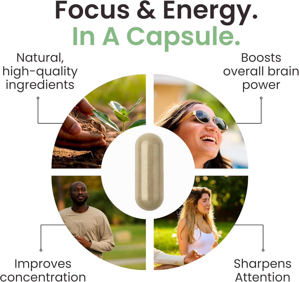 Cogniforte Brain Supplement for Memory and Focus | Enhanced Cognitive Support, Mental Clarity & Energy Booster | L-Theanine, Ginkgo Biloba, Taurine, Vitamin B12 & Caffeine | 60 Count