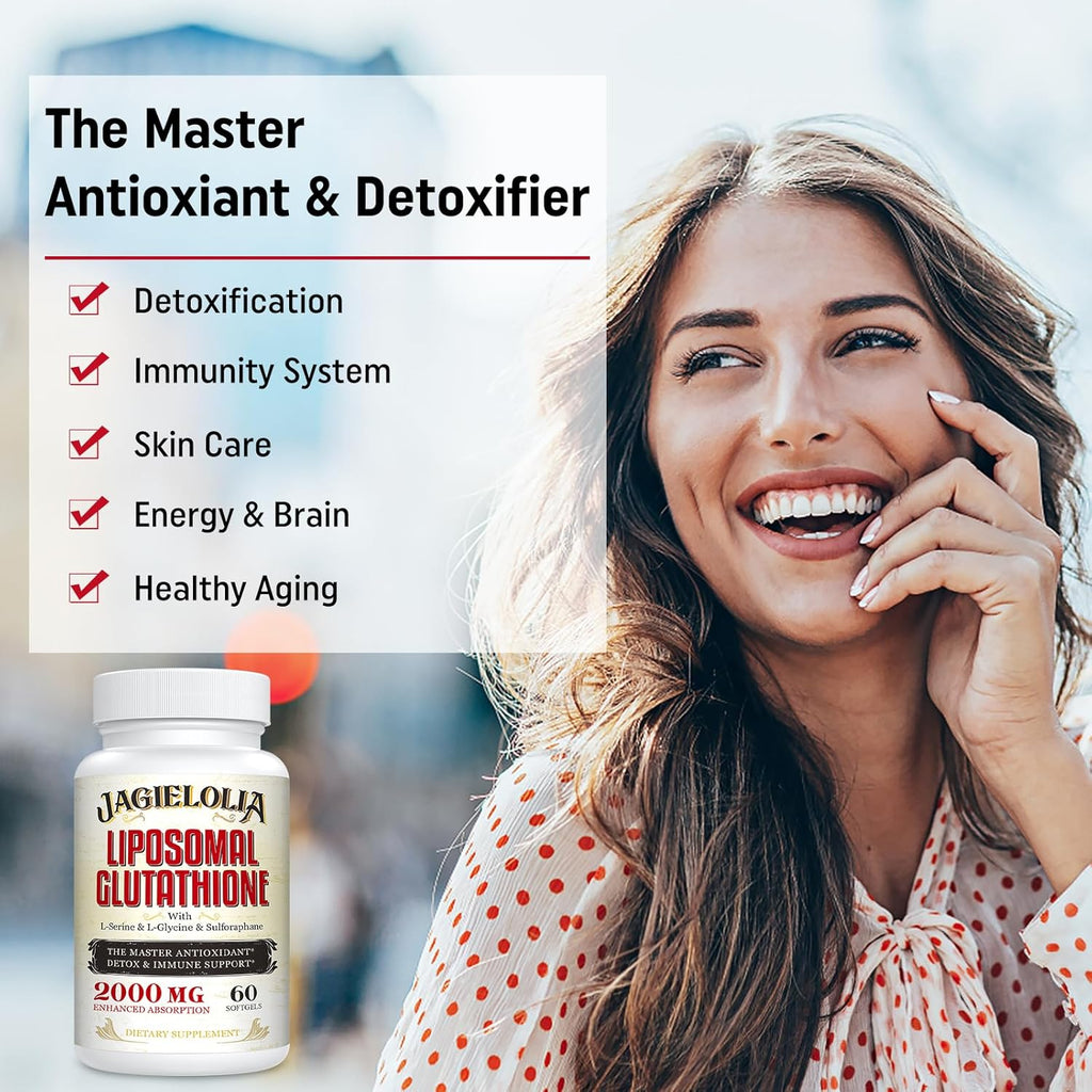 Liposomal Glutathione 2000 mg with L-Serine, L-Glycine & Sulforaphane – Active L-Glutathione Unique Formulation to Enhance Absorption - Master Antioxidant, Detoxifying & Immune | 360 Softgels
