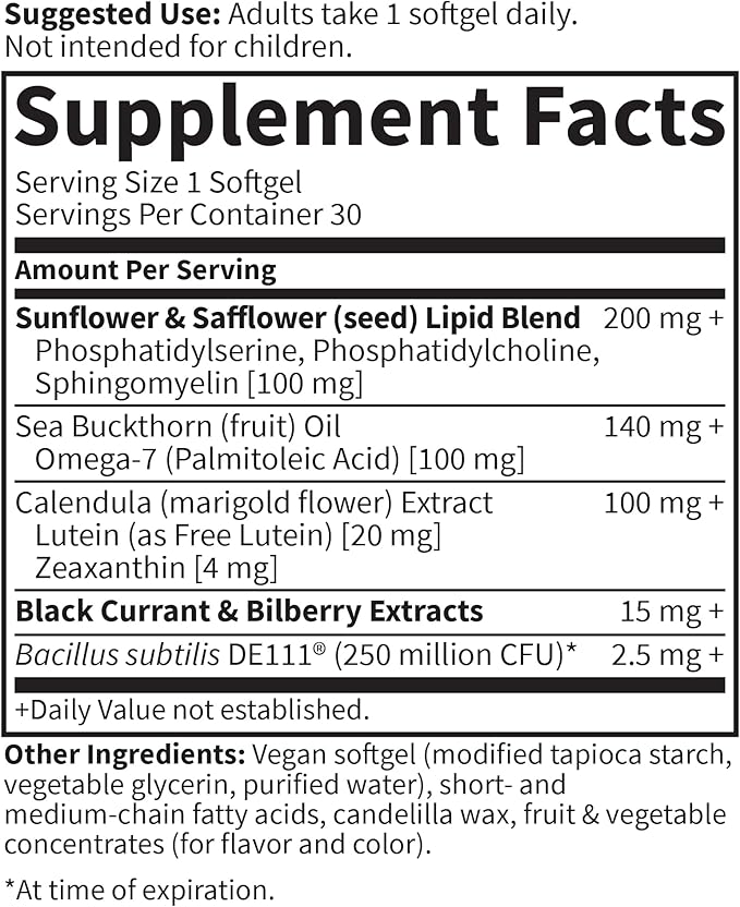 Garden of Life Herbals Eye Health Supplement with Sunflower & Safflower Oil, Lutein, Zeaxanthin & Black Currant for Dry Eyes & Healthy Vision Support – Non-GMO, Gluten-Free, Berry Flavor, 30 Servings