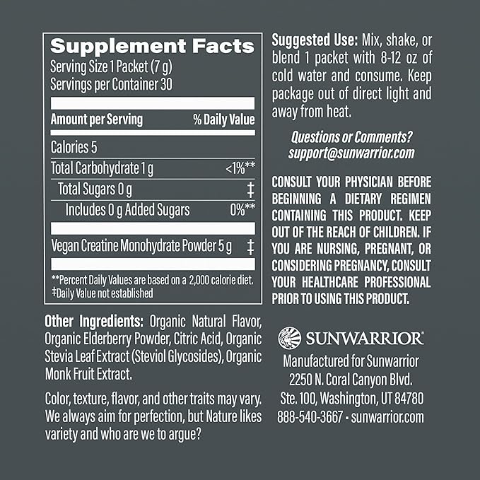 SUNWARRIOR Raspberry Active Creatine Stick Pack 30ct, 0.24 OZ
