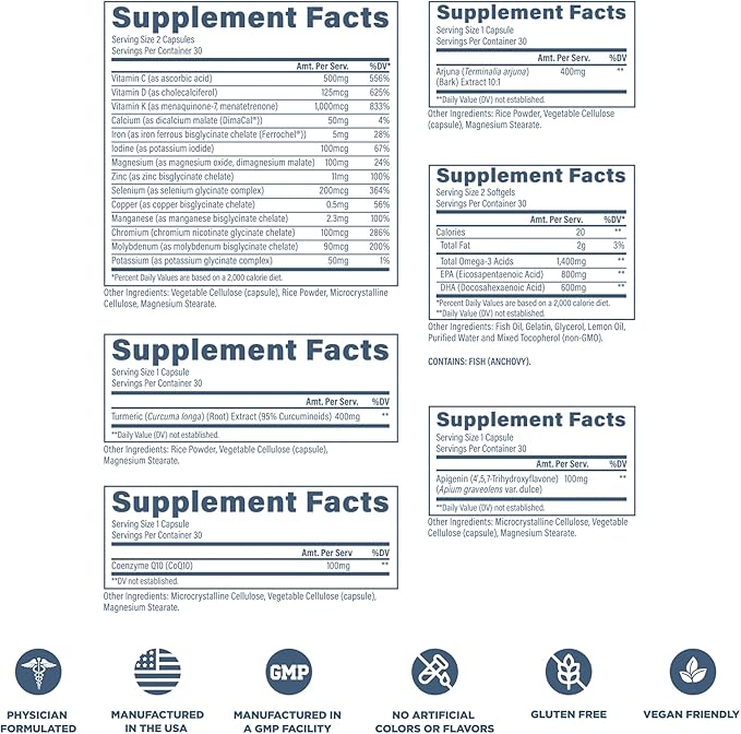 Revive MD Essential Vitamin Packs for Men & Women – Daily Multivitamin Packets with Arjuna & Turmeric Extract – Supports Heart, Joint & Organ Health – Travel-Friendly Vitamin Supplement (30 Servings)
