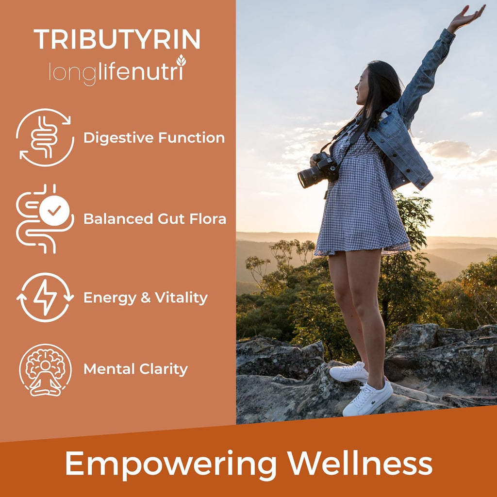 BioGutyrin – Tributyrin 500mg, Postbiotic Supplement for Gut Function & Nutrient Absorption, 120 Vegetarian Capsules, Butyric Acid for Butyrate Production, 4-Month Supply, GMP Certified, Made in USA