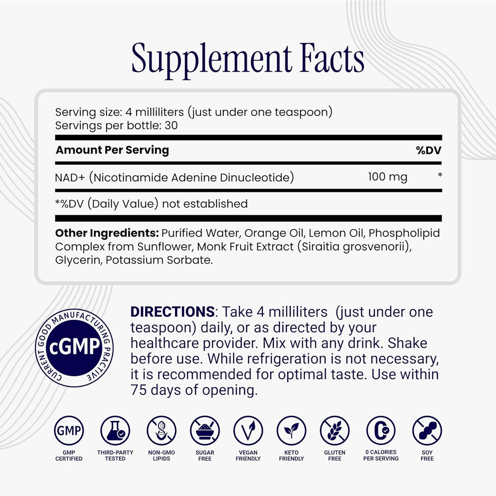 Liposomal NAD+ – Liquid Supplement Designed to Help Support Absorption – Active Form of NAD+ Helps Support Normal Cellular Health, Healthy Aging, Energy Metabolism & Vitality – 3 Pack