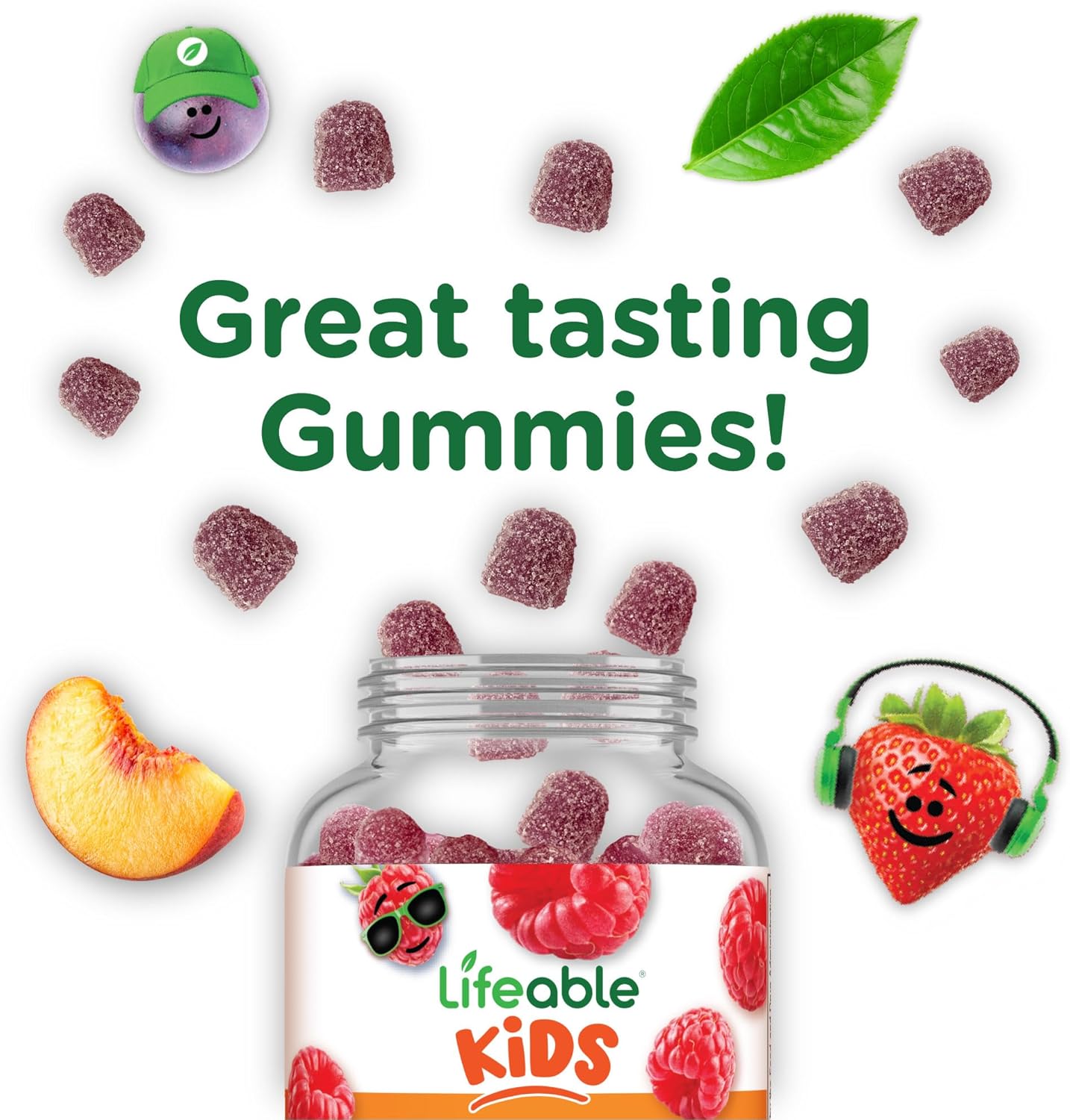 Lifeable Kids Calcium Gummies with Vitamin D3 | 500 mg Calcium with Vitamin D3 1000 IU | Great Tasting Calcium Supplement for Kids | for Bone Health and Teeth Growth | 60 Gummies