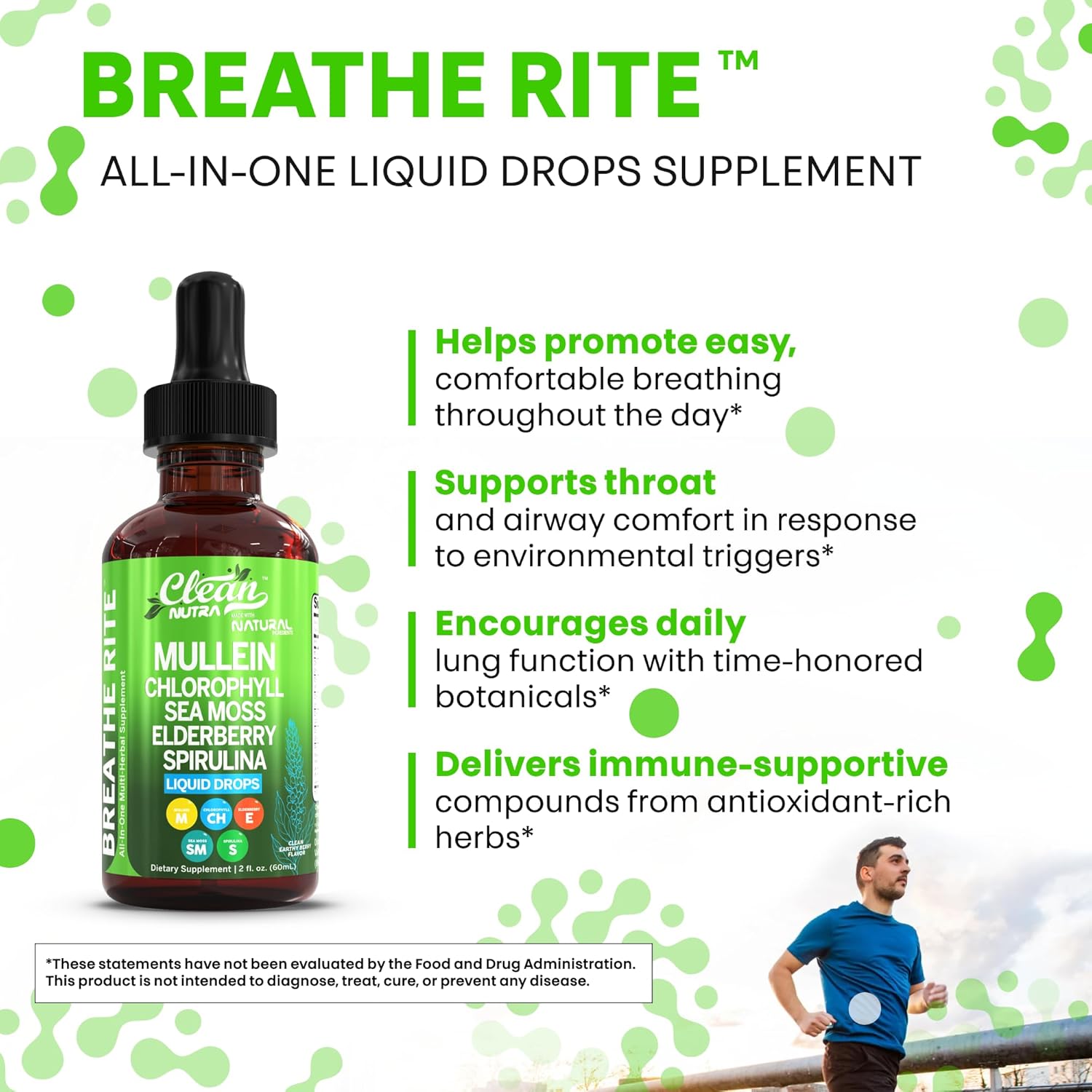 Clean Nutra Mullein Drops for Lungs Organic Chlorophyll Liquid Irish Sea Moss, Spirulina, Licorice, Tart Cherry Lobelia, Motherwort & Elderberry Mullein Leaf Extract Tincture Men Women Supplement