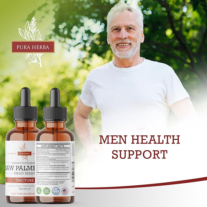 Saw Palmetto Tincture | Premium Alcohol-Free Herbal Extract from Saw Palmetto Berries | Liquid Botanical Supplement | Traditional Herbal Formula | Made in USA - 4 oz (120 ml)