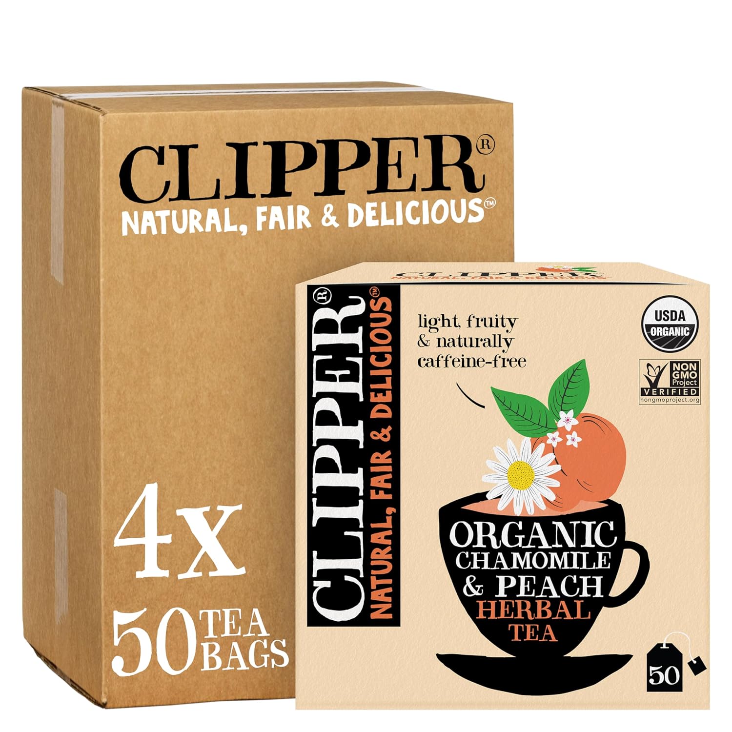 Clipper Tea Chamomile & Peach Teabags – USDA Organic, Great Hot or Iced – Natural, Fair & Delicious Fruity Chamomile & Peach Infusion – 200 Tea Bags