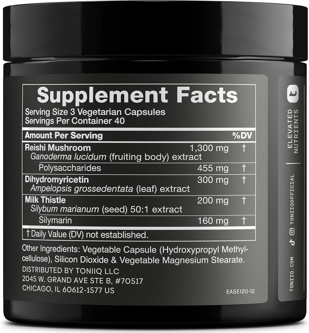 Toniiq Ease with DHM - Full Liver Support for a Night Out - 120 Capsules - 50x Super Concentrated Extract