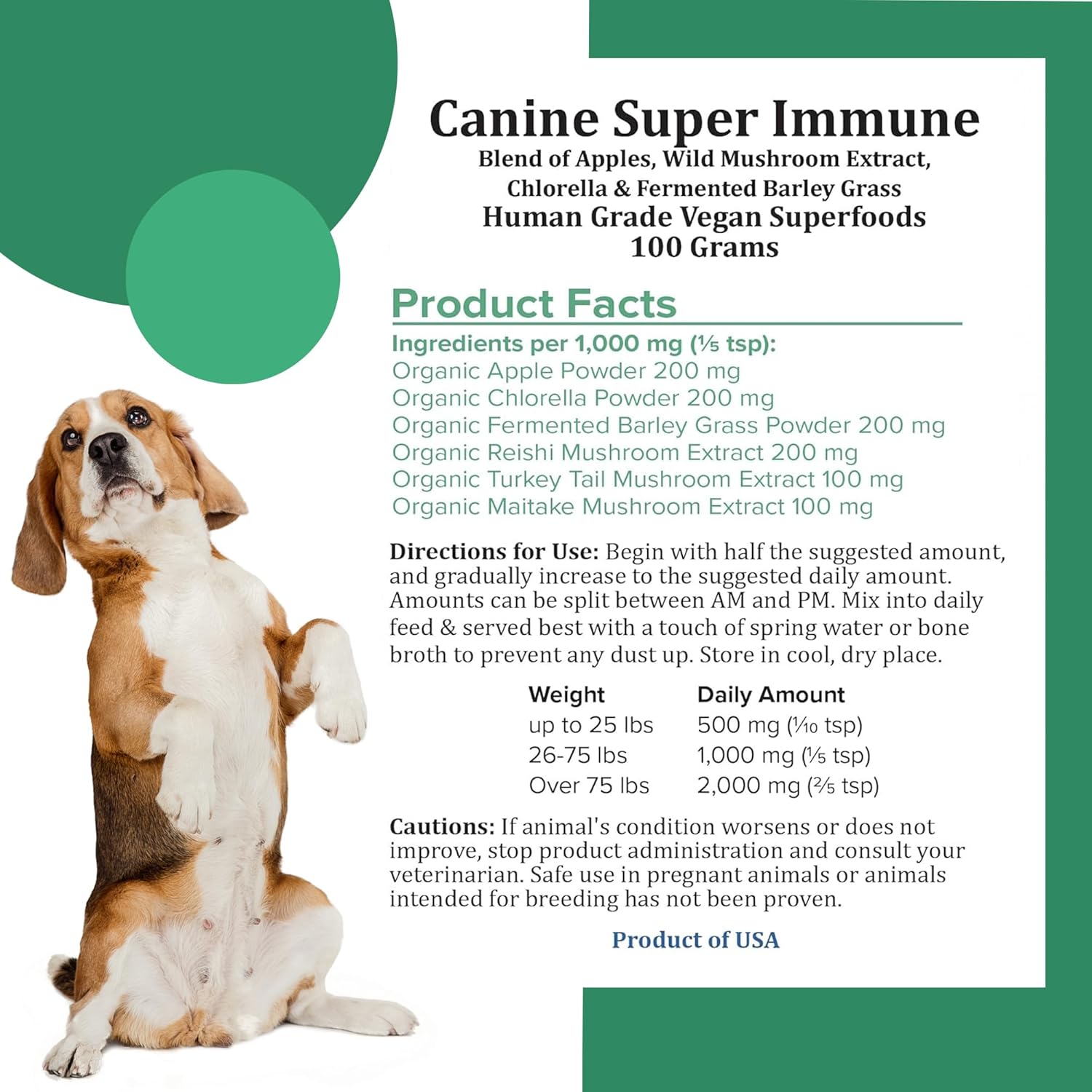 HOLISTIC BIN Canine Super Immune Support - Dog Multivitamins & Supplements with Beet, Chlorella, Mushroom Complex (Reishi, Maitake, Turkey Tail) - for Immune Function & Overall Health - 100g Powder