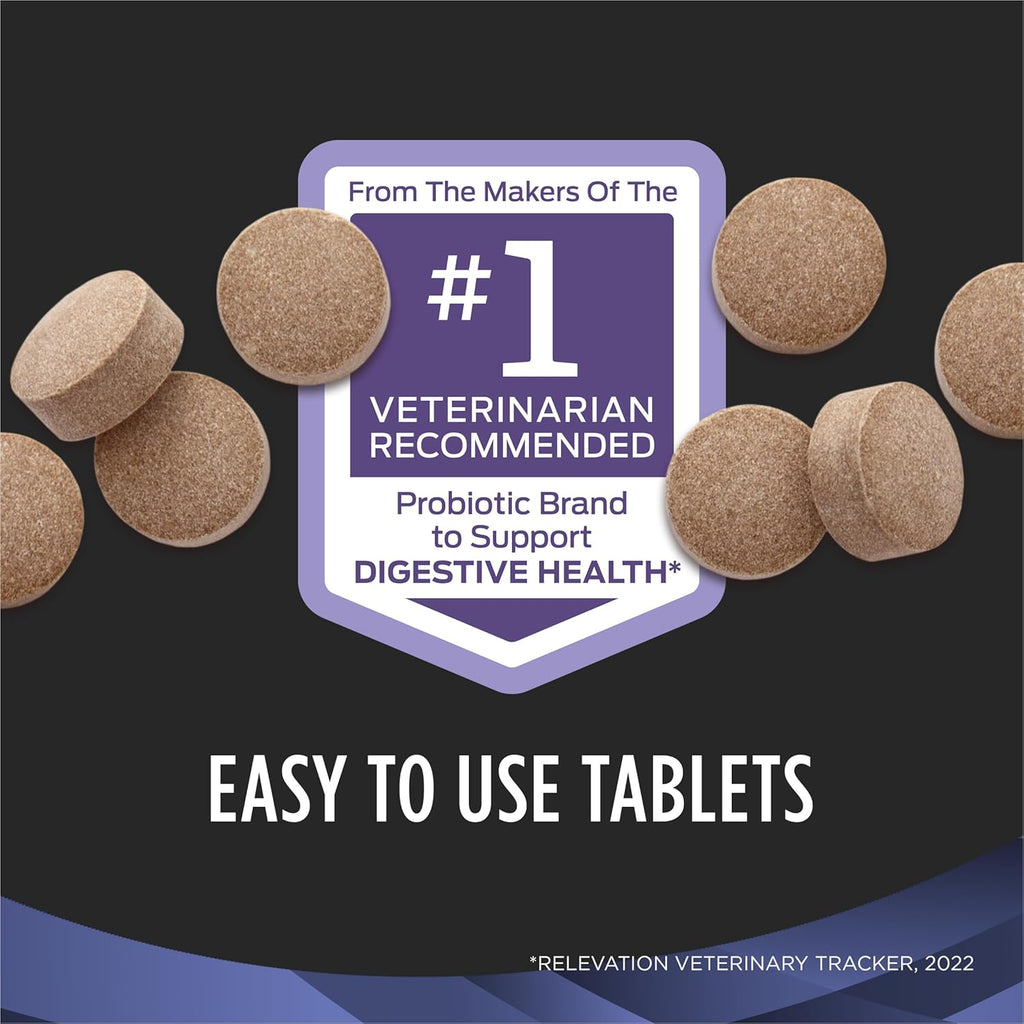 Purina Pro Plan Veterinary Supplements FortiFlora Probiotics for Dogs Chewable Tablets for Digestive Gut Health and Diarrhea - 45 ct. Canister