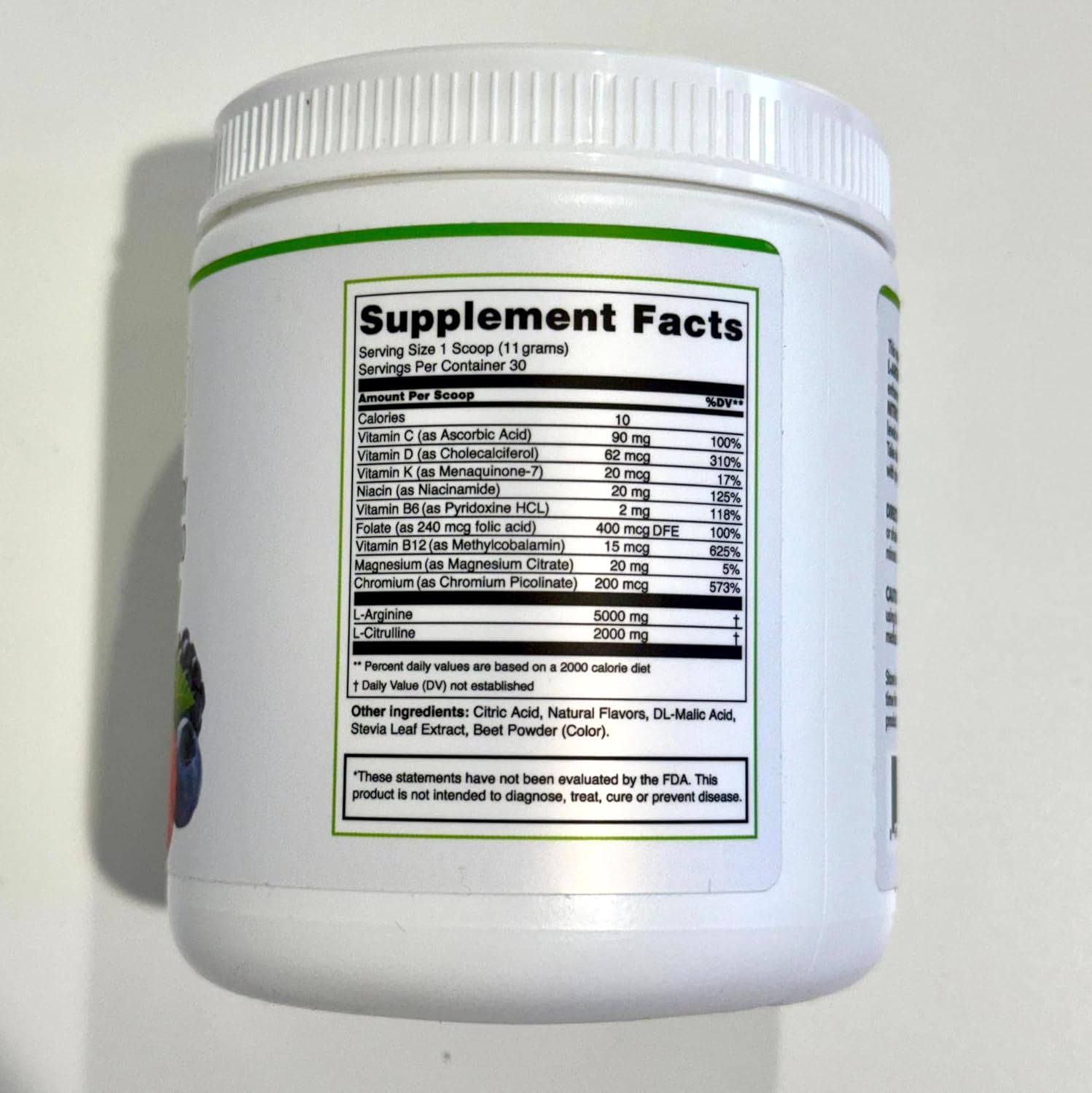 L-Arginine 5000mg + L-Citrulline 2000mg Complex Powder Supplement - Nitric Oxide Booster - Heart Health, Blood Flow, Energy & Endurance - 30 Servings (Berry Blend)