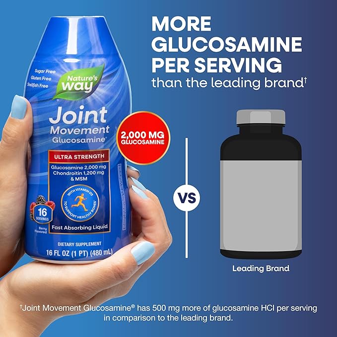 Nature's Way Joint Movement Glucosamine Fast Absorbing, 16 day supply, 16 Ounces (480 mL), Natural Berry (Packaging May Vary)