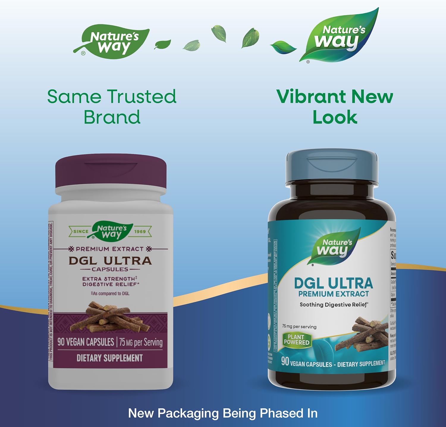 Nature's Way DGL Ultra, Premium Licorice Root Extract, Soothing Digestive Relief*, With GutGard, 75 mg per Serving, No Gluten, 90 Vegan Capsules (Packaging May Vary)