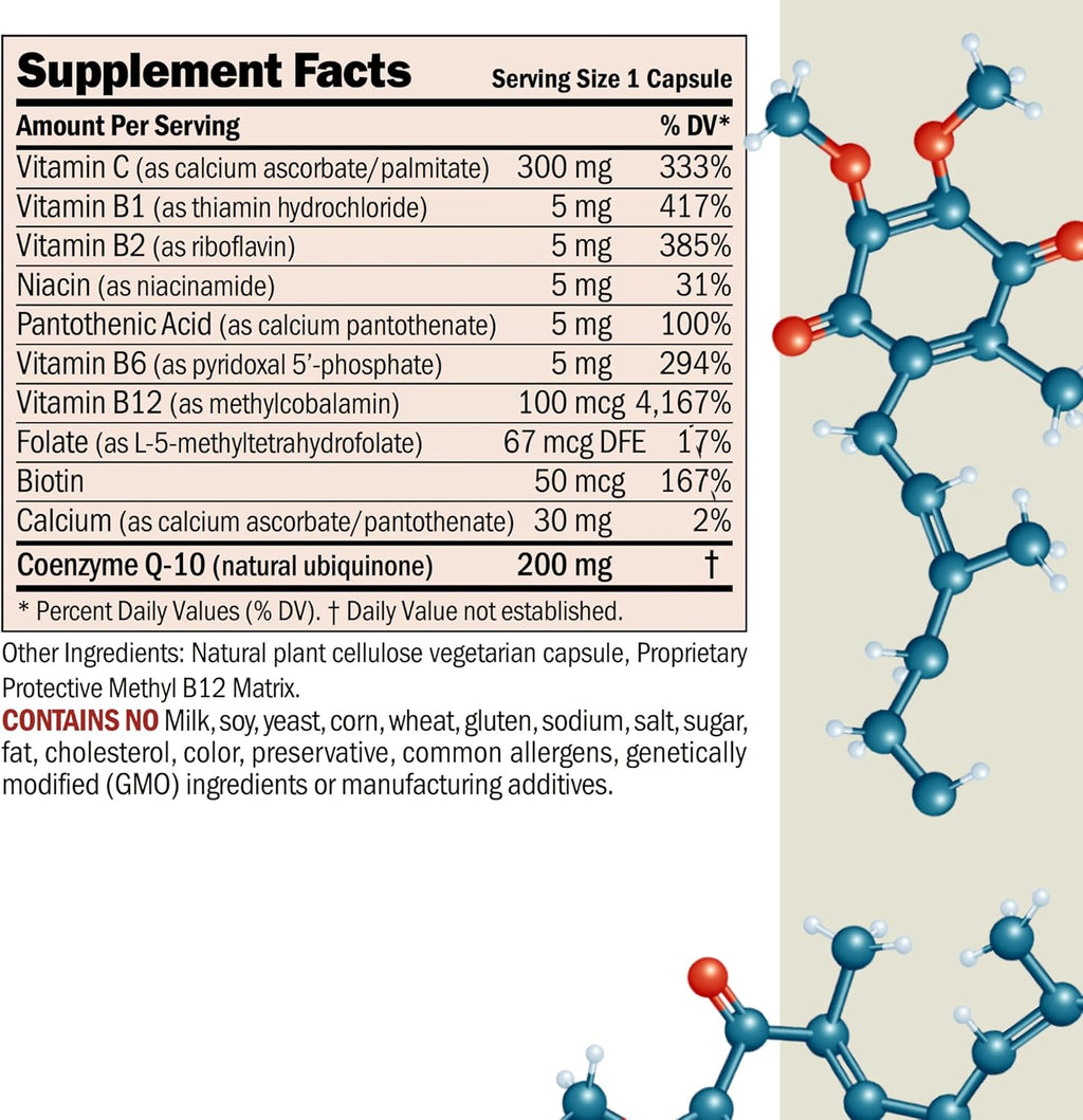 ANDREW LESSMAN Coenzyme Q-10 200 mg 180 Capsules - Essential for Energy Production and Optimum Key Organ Function, Anti-Oxidant Support, Depleted by Aging, Plus B-Complex. Easy to Swallow Capsules