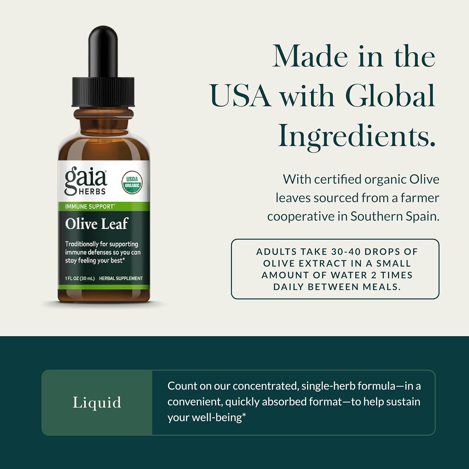 Gaia Herbs Olive Leaf 1 Fl Oz, Liquid Extract