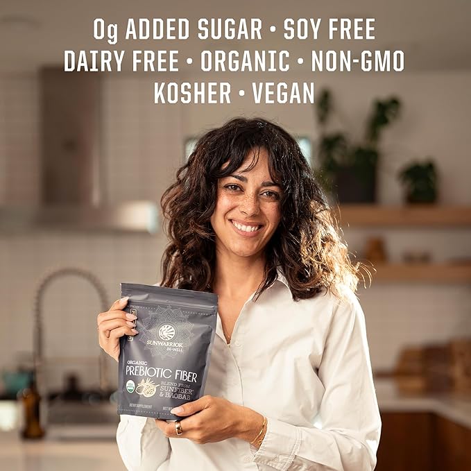 Fiber Supplement Prebiotic Organic | Vegan Fiber Supplement Plant-Powered Gut Health Booster with Pure Ingredients for Digestive Harmony | Vegan & Non-GMO | 8oz Pouch (30 SRV) Be Well by Sunwarrior