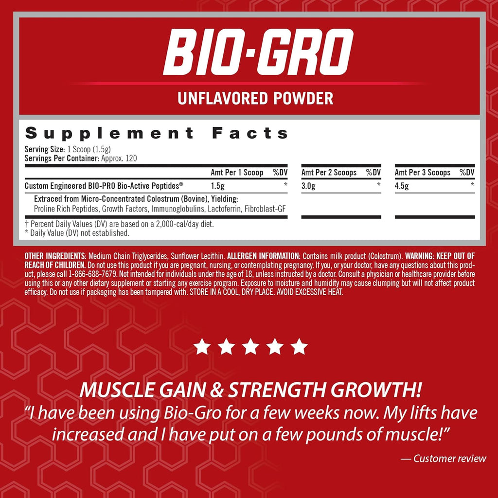 iSatori BIO-GRO Protein Synthesis Amplifier, for Muscle Recovery & Growth, Enhanced Stimulant Free Pre-Workout & Colostrum Supplement with Bio-Active Peptides- Unflavored (120 Servings)