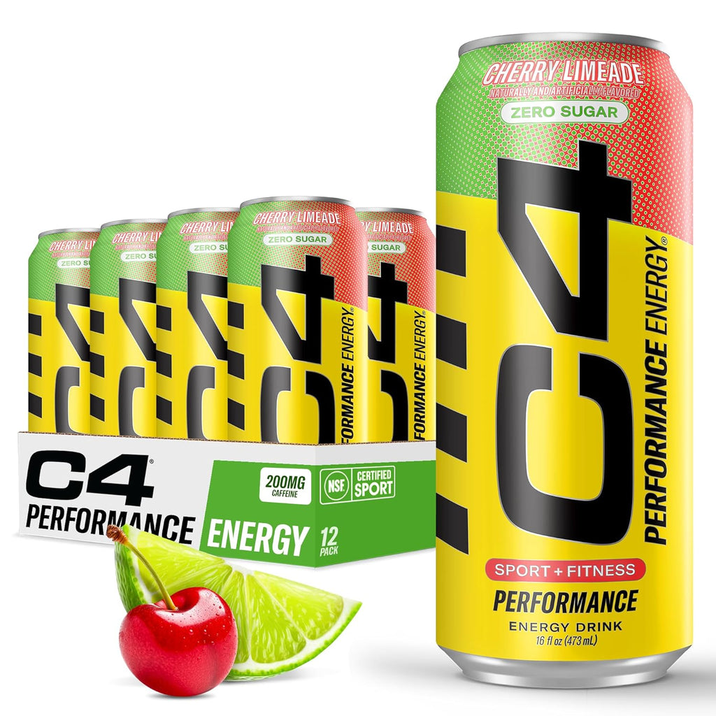C4 Original Sugar Free Energy Drink 16oz (Pack of 12) | Cherry Limeade | Pre Workout Performance Drink with No Artificial Colors or Dyes